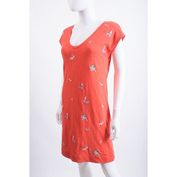 Boden Womens Parrot Embroidered Dress Shift Polly Cotton UK 6 US 2 Red NWT - Picture 4 of 6